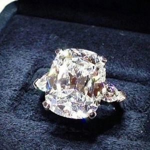 3Ct 11.7mm x 9.95mm Cushion Long Cut Swarovski Solitaire Ring